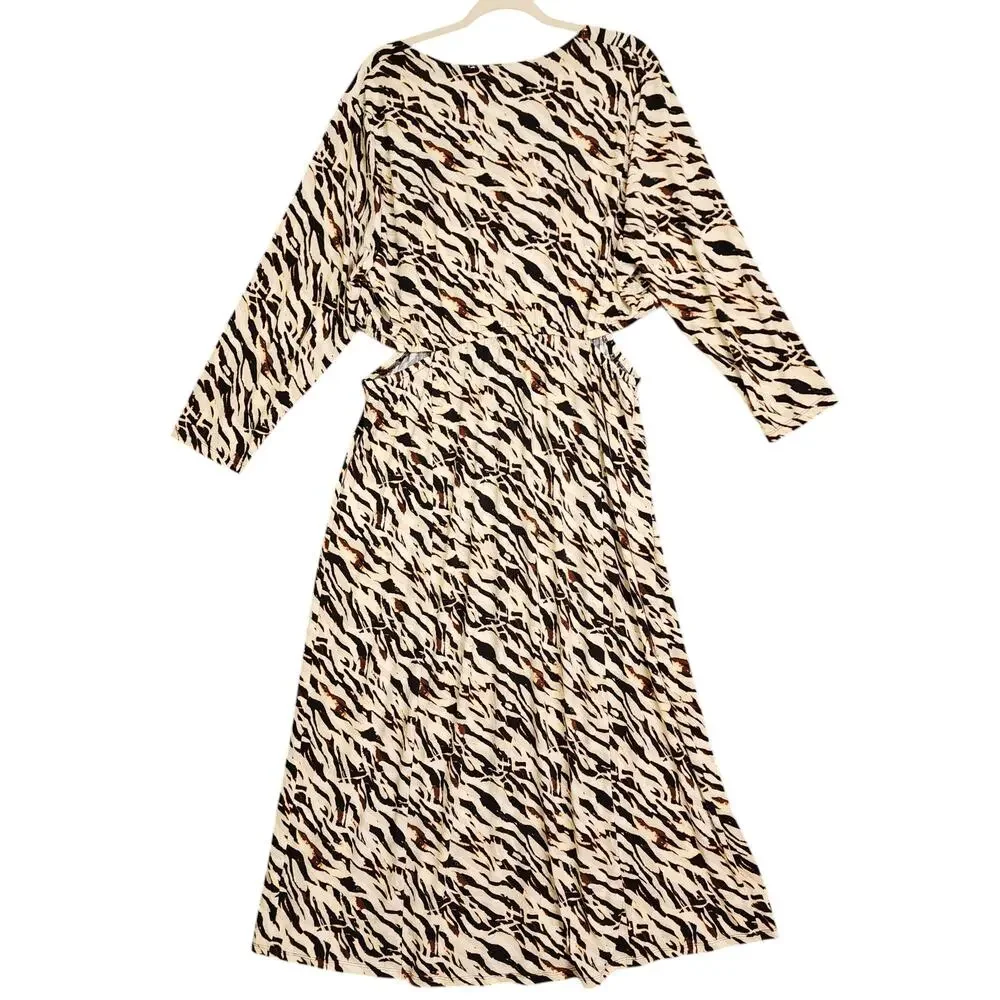 Torrid Womens Maxi Studio Knit Dress Plus Size 2X Watercolor Zebra Print Cutout - Picture 8 of 11